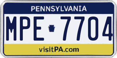PA license plate MPE7704