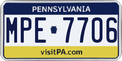 PA license plate MPE7706