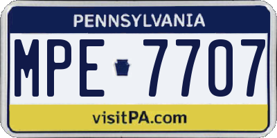 PA license plate MPE7707