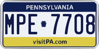 PA license plate MPE7708