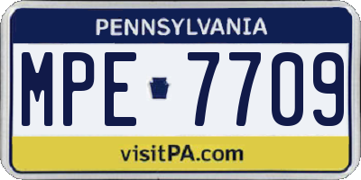 PA license plate MPE7709