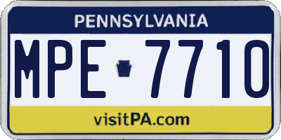 PA license plate MPE7710