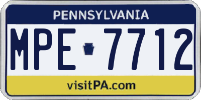 PA license plate MPE7712