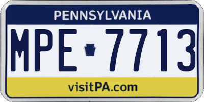 PA license plate MPE7713
