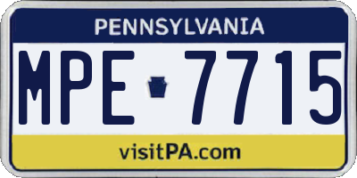 PA license plate MPE7715