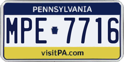 PA license plate MPE7716