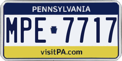 PA license plate MPE7717