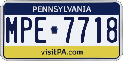 PA license plate MPE7718