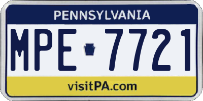 PA license plate MPE7721
