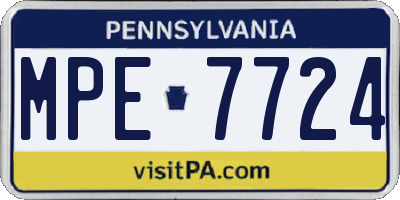 PA license plate MPE7724