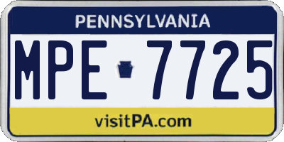 PA license plate MPE7725