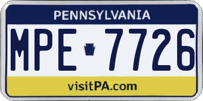 PA license plate MPE7726