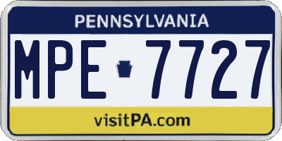 PA license plate MPE7727