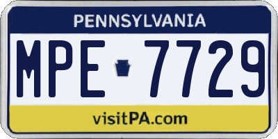 PA license plate MPE7729