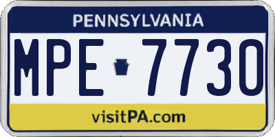 PA license plate MPE7730