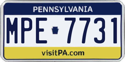 PA license plate MPE7731