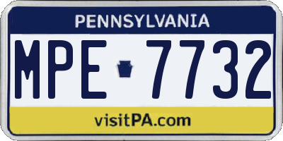 PA license plate MPE7732
