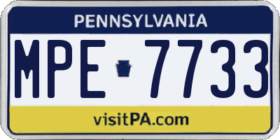 PA license plate MPE7733