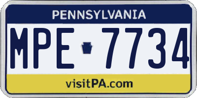 PA license plate MPE7734