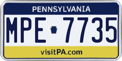 PA license plate MPE7735