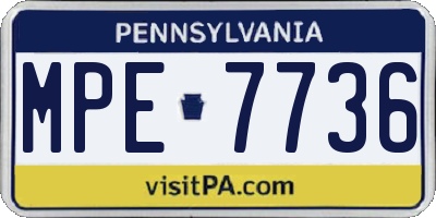 PA license plate MPE7736