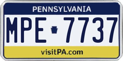 PA license plate MPE7737