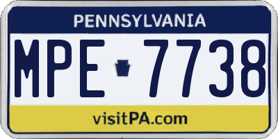 PA license plate MPE7738