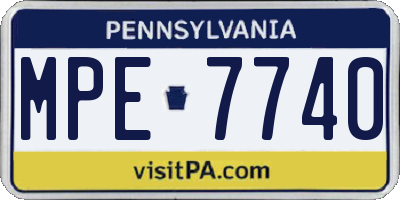 PA license plate MPE7740