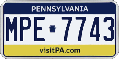 PA license plate MPE7743
