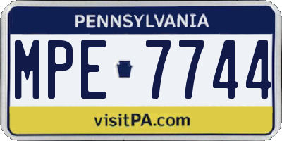 PA license plate MPE7744