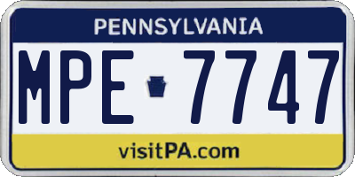 PA license plate MPE7747