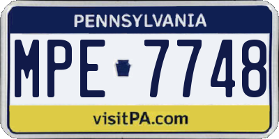 PA license plate MPE7748
