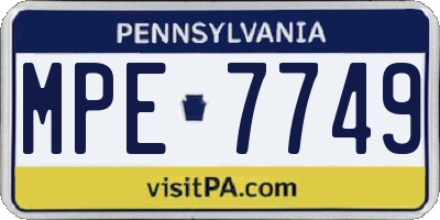 PA license plate MPE7749