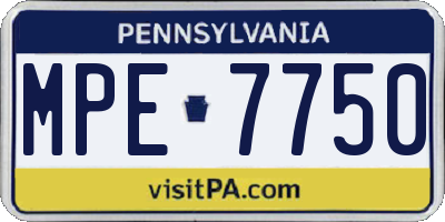 PA license plate MPE7750