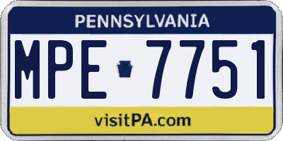 PA license plate MPE7751