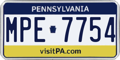 PA license plate MPE7754