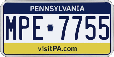 PA license plate MPE7755
