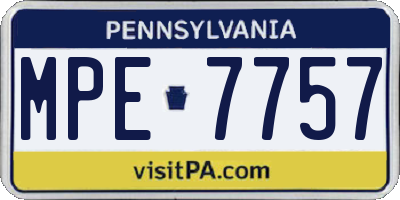 PA license plate MPE7757