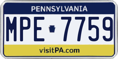 PA license plate MPE7759
