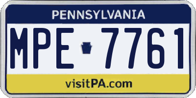 PA license plate MPE7761