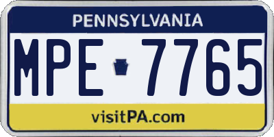 PA license plate MPE7765