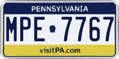 PA license plate MPE7767