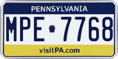 PA license plate MPE7768
