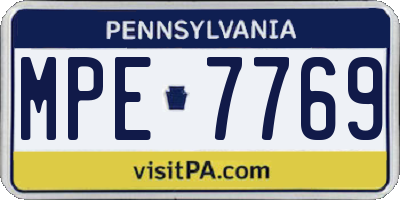 PA license plate MPE7769