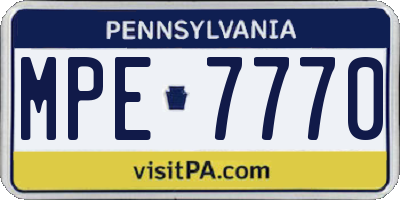 PA license plate MPE7770
