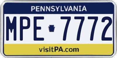 PA license plate MPE7772