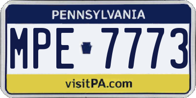 PA license plate MPE7773