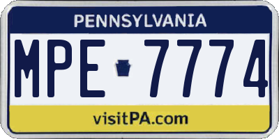 PA license plate MPE7774