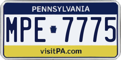 PA license plate MPE7775