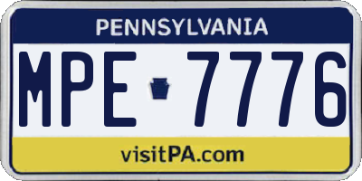 PA license plate MPE7776
